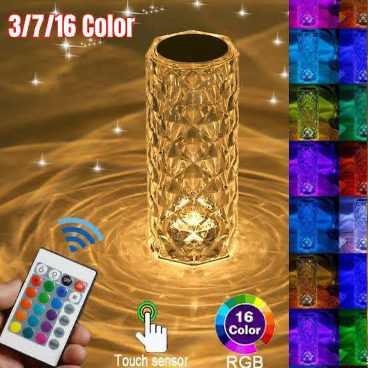 Rechargeable Rose Diamond Table Lamp with Wireless Remote  16RGB Colours