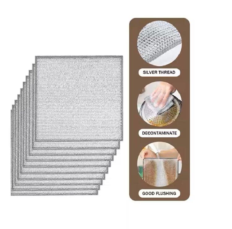 Pack of 10 Kitchen Steel Mesh Wire DisWasher Cleaning Cloth Piece