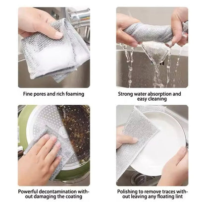 Pack of 10 Kitchen Steel Mesh Wire DisWasher Cleaning Cloth Piece