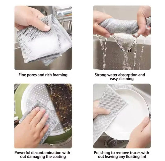 Pack of 10 Kitchen Steel Mesh Wire DisWasher Cleaning Cloth Piece